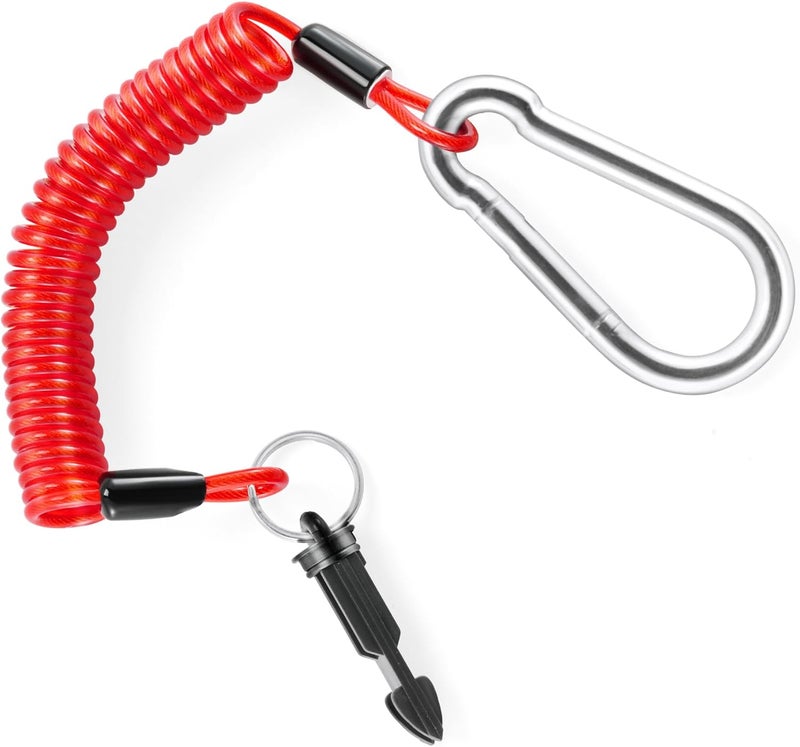 JUSTTOP 6FT Breakaway Trailer Cable,Heavy Duty Stainless Steel Spring Towing Coiled Wire,Emergency Brake Wire Camper Safety Breakaway Cable with Pin,RV Trailer Accessories - Image 1